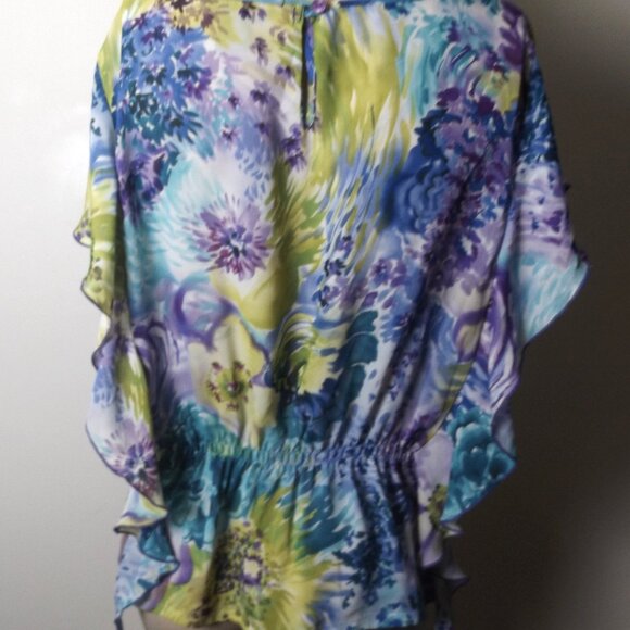 Vintage 80s 90s INVESTMENTS Floral Blouse – Size Large, Bright Retro Vibes - Picture 6 of 7